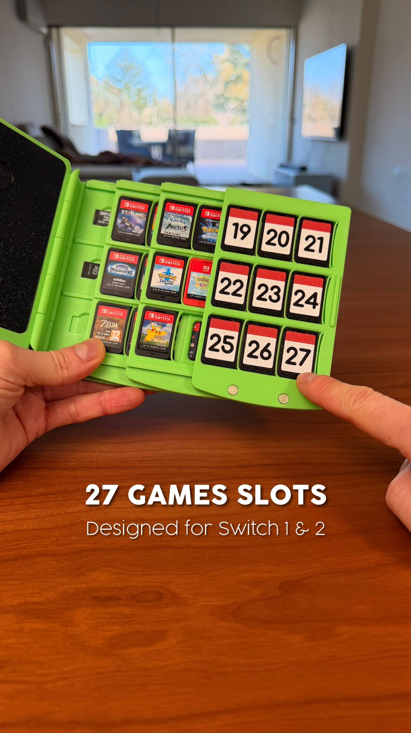 Games Book – Switch 1/2 Cartridge & Micro SD Holder (Gameboy-Inspired)